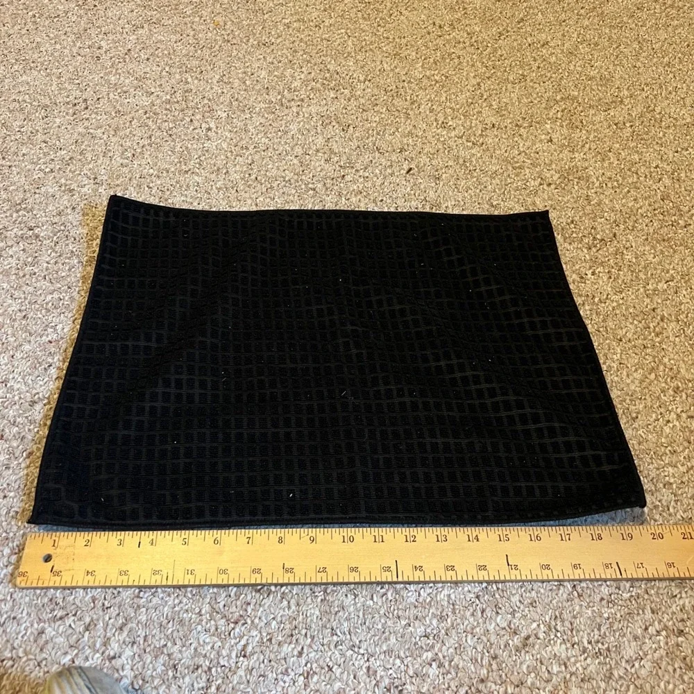 Black Waffle Weave Dish Drying Mat Thick Absorbent Kitchen Towel Mat 20x14.5